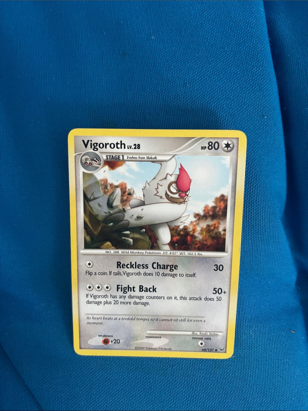 Pokémon Cards Vigoroth HP 80 Common Type Pokemon 2009 NWOTS